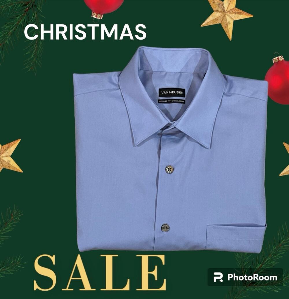 Van Heusen Men's Dress Shirt Regular Fit Wrinkle Free Solid Size Large